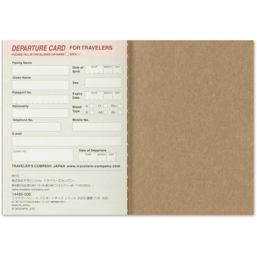 NEW Traveler's Notebook 2026 Weekly Diary Passport Size JAPAN Planner